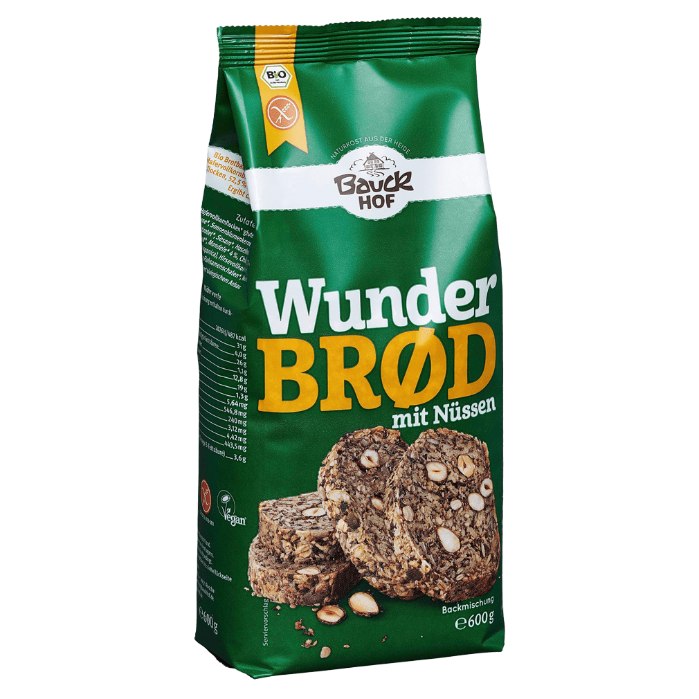 Bio Wunderbrød mit Nüssen glutenfrei, 600g von Bauckhof