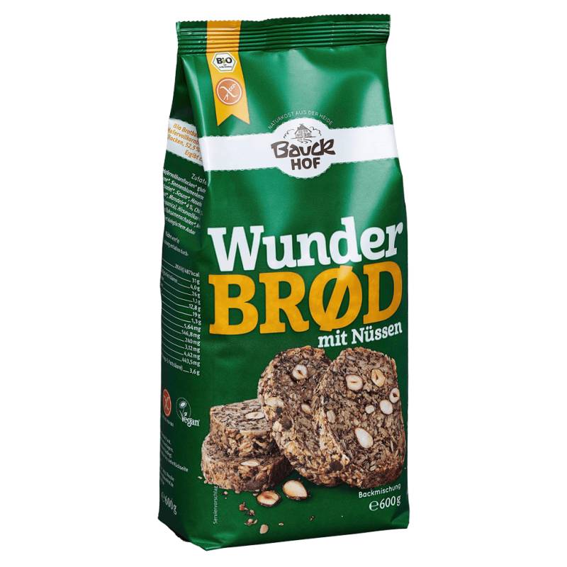 Bio Wunderbrød mit Nüssen glutenfrei, 600g von Bauckhof