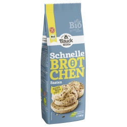Schnelle-Brötchen-Backmischung mit Saaten, glutenfrei Schnelle-Brötchen-Backmischung mit Saaten, glutenfrei von Bauckhof