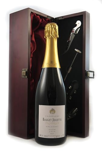 Bauget Jouette Blanc de Blancs Brut Millesime Vintage Champagne 2014 in einer mit Seide ausgestatetten Geschenkbox, da zu 4 Weinaccessoires, 1 x 750ml Bauget Jouette Blanc de Blancs Brut Millesime Vintage Champagne 2014 in einer mit Seide ausgestatetten Geschenkbox, da zu 4 Weinaccessoires, 1 x 750ml von Bauget Jouette Blanc