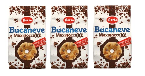 3x Doria Bucaneve Maxigocce XL Frollini con Gocce di Cioccolato Kekse mit Schokoladentropfen Biscuits Cookie 300g Ideal für Ihr Frühstück oder Ihren Snack von Bauli