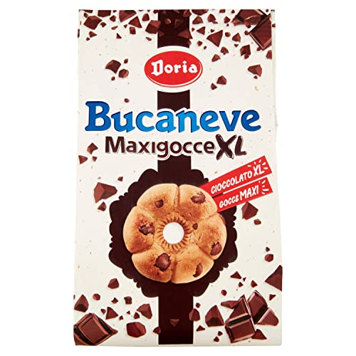 Doria Bucaneve Maxigocce XL Frollini con Gocce di Cioccolato Kekse mit Schokoladentropfen Biscuits Cookie 300g Ideal für Ihr Frühstück oder Ihren Snack von Doria