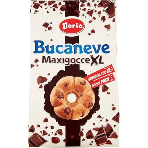 Doria Bucaneve Maxigocce XL Frollini con Gocce di Cioccolato Kekse mit Schokoladentropfen Biscuits Cookie 300g Ideal für Ihr Frühstück oder Ihren Snack von Doria