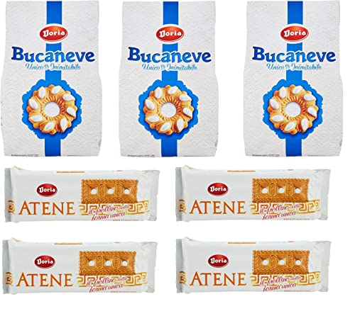 Testpaket 3x Doria Kekse Bucaneve 400g + 4x Atene 500g Butterkeks kekse mit Zucker cookies biscuits snack von Bauli