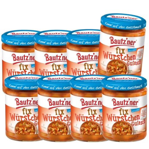 Bautz'ner - fix Würstchen-Gulasch Fertiggerichte 8x500ml für Kinder & Erwachsene - Gulaschgericht mit knackigen Würstchenscheiben, wie hausgemacht - Perfekt zu Nudeln oder pur - Für Mikrowelle & Topf von Bautz'ner