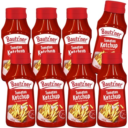 Bautz'ner - Tomaten Ketchup 8x500ml Squeeze Flasche im Vorratspack - Tomaten Ketchup mit mildem Geschmack ohne Zusatz von Geschmacksverstärkern & Konservierungsstoffen vegan glutenfrei & laktosefrei von Bautz'ner