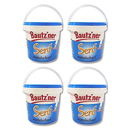 4er Pack Bautzner Senf mittelscharf im Eimer (4 x 1000 ml) Bautzner Spezialität, Senfeimer von Bautzner