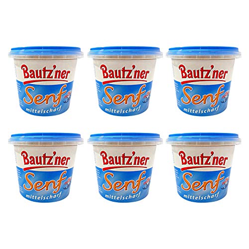 6er Pack Bautzner Senf mittelscharf im Becher (6 x 200 ml) Senfbecher, Bautzner Spezialitäten von Bautzner