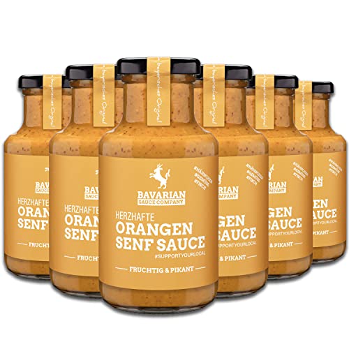 Bavarian Sauce Company Orangen-Senf-Sauce 6x250 ml | Fruchtig-pikanter Geschmack | Made in Germany | Ideal für BBQ-Fans, Soßen-Liebhaber & Feinschmecker | Gourmet-Saucen im Glas von Bavarian Sauce Company