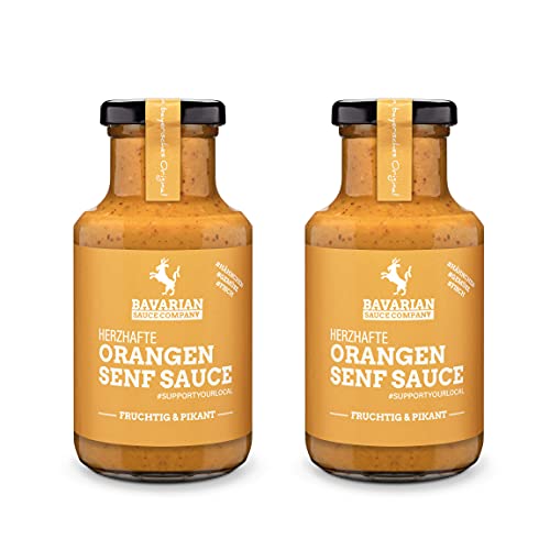 Bavarian Sauce Company Orangen-Senf-Sauce 2x250 ml | Fruchtig-pikanter Geschmack | Deutsche Herstellung | Ideal für BBQ-Fans, Soßen-Liebhaber & Feinschmecker | Gourmet-Saucen im Glas von Bavarian Sauce Company