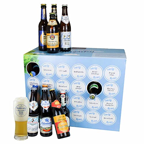 Bavariashop "Bayerischer Biergarten" Bier-Box • 23 Biersorten aus Bayern im Tasting-Set • Männer-Geschenk • Geschenkidee Vater von Bavariashop