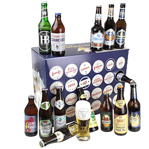 Bavariashop Bayerischer Bier Adventskalender 2023 • Bier Kalender mit regionalen bayerischen Bieren von Traditionsbrauereien • Geschenk für Männer • Bayerischer Weihnachtskalender von Bavariashop