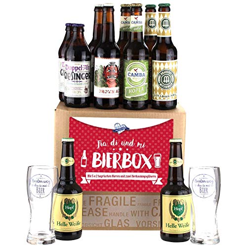 Bavariashop Bier-Box "Fia di und mi", Zünftige Geschenkbox aus Bayern von Bavariashop