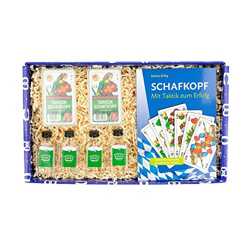 Bavariashop Geschenkbox "Jeda konn Schofkopfn", Hochwertige Geschenkidee für den gelungenen Schafkopfabend, Stabiler Karton im bayerischen Design von Bavariashop