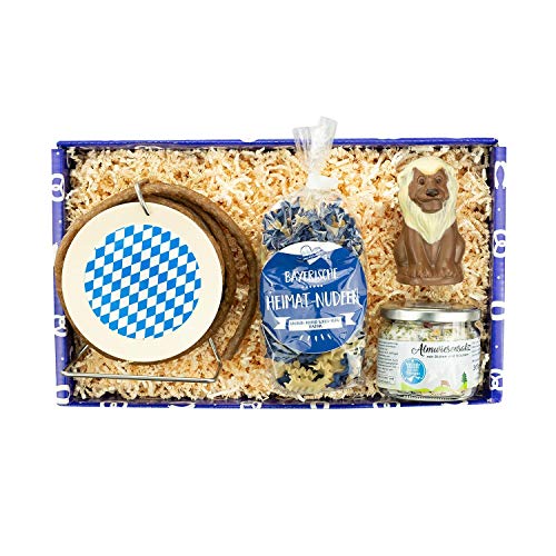 Bavariashop Geschenkbox "Lass da schmecka", Hochwertige Geschenkbox mit Delikatessen aus Bayern, Stabiler Karton im bayerischen Design von Bavariashop