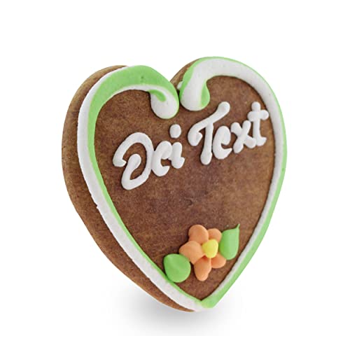 Bavariashop Oktoberfest Lebkuchenherz mit Wunschtext • Kleine Lebkuchenherzen zum selber gestalten • Lebkuchen-Herz Deko als Gastgeschenk • Größe: XS, Farbe: grün von Bavariashop