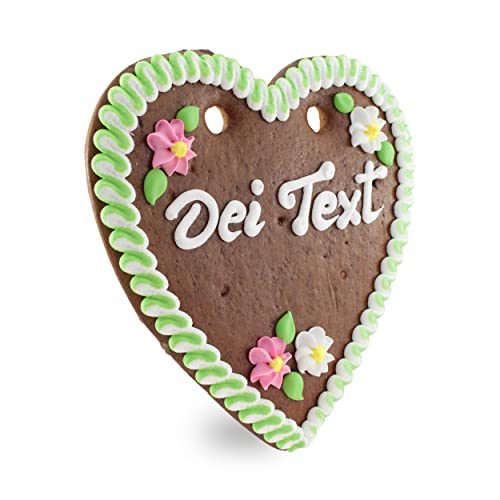 Bavariashop Oktoberfest Lebkuchenherz mit Wunschtext • Lebkuchenherzen zum selber gestalten • Lebkuchen-Herz Deko als Gastgeschenk • Größe: M, Farbe: grün von Bavariashop