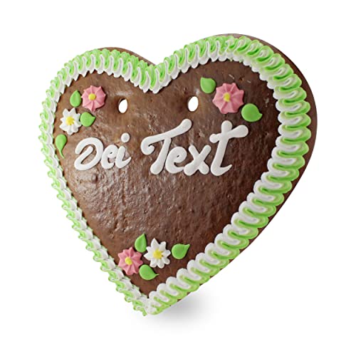 Bavariashop Oktoberfest Lebkuchenherz mit Wunschtext • Lebkuchenherzen zum selber gestalten • Lebkuchen-Herz Deko als Gastgeschenk • Größe: L, Farbe: grün von Bavariashop