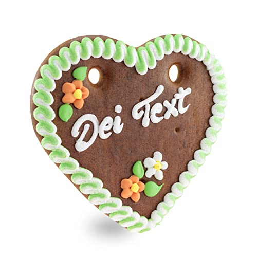 Bavariashop Oktoberfest Lebkuchenherz mit Wunschtext • Lebkuchenherzen zum selber gestalten • Lebkuchen-Herz Deko als Gastgeschenk • Größe: S, Farbe: grün von Bavariashop