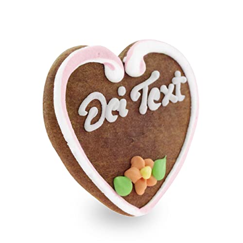 Bavariashop Oktoberfest Lebkuchenherz mit Wunschtext • Kleine Lebkuchenherzen zum selber gestalten • Lebkuchen-Herz Deko als Gastgeschenk • Größe: XS, Farbe: rot von Bavariashop