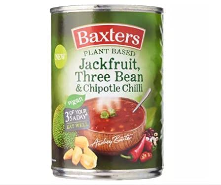 Baxters Jackfruit Three Bean & Chipotle Chili 380g - Jackfruit, Schwarzäugige Bohnen, Haricotbohnen, Nierenbohnen mit rauchigem Chipotle, pikante Limette und Koriander. von Baxters