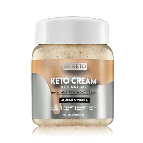 BeKeto Keto Creme Mandel und Vanille mit MCT Öl pflanzlicher Aufstrich für vegane Keto freundliche Lebensmittel glutenfrei 250g von Be Keto
