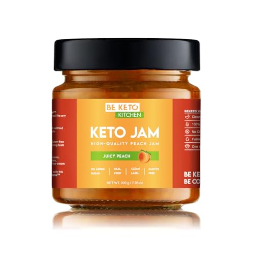 BeKeto Keto Marmelade - Juicy Peach 200g Low Carb Keto freundliche Marmelade vegan, glutenfrei, natürlich und absolut zuckerfrei. von Be Keto