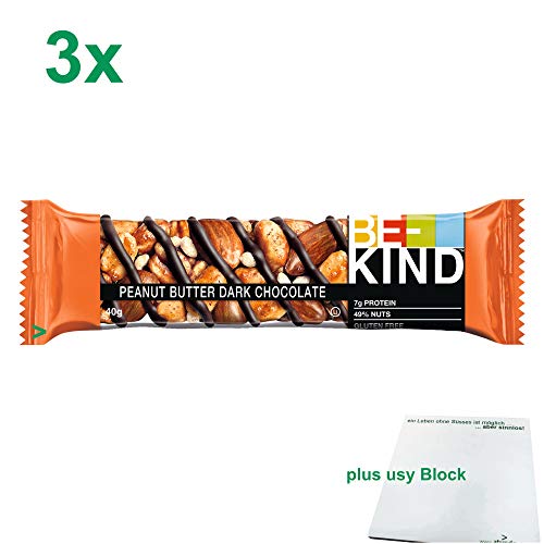 Be Kind Peanut Butter Dark Chocolate Müsliriegel Officepack (3x40g) + usy Block von BE-KIND