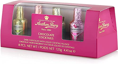 Anthon Berg 8 Flaschen Schokoladen-Liköre Auswahl – 125 g dunkle Schokolade mit flüssigen Cocktail-Füllungen (Cocktail) von BeSquared