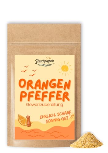 Beachpeppers Orangenpfeffer Gewürzzubereitung – fruchtig-würzige Pfeffer-Mischung mit Orangenschale – 100 g im Kraftbeutel – in Portugal gemischt – ideal für Fleisch, Fisch & Gemüse von Beachpeppers