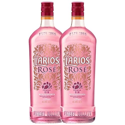 Gin Larios Rosé Rakete Flasche 1 L (Schachtel mit 2 Rakete Flasche von 1 L) von Beam Global Larios