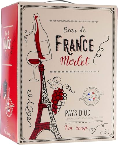 Beau de France - Merlot, samtiger und fruchtiger Rotwein Bag-in-Box 5L (1 x 5L) Beau de France - Merlot, samtiger und fruchtiger Rotwein Bag-in-Box 5L (1 x 5L) von Beau de France