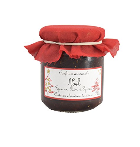 Confiture artisanale Noel, Figue au Pain d'Epices, handwerklich hergestelle Konfitüre aus Feigen mit Lebkuchen, Weihnachtsaufstrich aus Frankreich, 250g von Beauharnais - Carlant