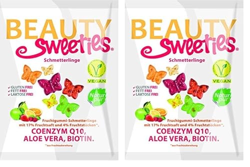 BeautySweeties Schmetterlinge – Fruchtig-süße & vegane Fruchtgummi-Schmetterlinge mit 17 % Fruchtsaft und 4 % Fruchtstückchen – Praktisch im 125 g Beutel (Packung mit 2) von Beauty Sweeties