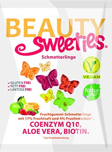 BeautySweeties Schmetterlinge – Fruchtig-süße & vegane Fruchtgummi-Schmetterlinge mit 17 % Fruchtsaft und 4 % Fruchtstückchen – Praktisch im 125 g Beutel von BeautySweeties