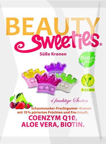 BeautySweeties Süße Kronen – Fruchtig-süße & vegane Fruchtgummi-Kronen mit 15 % Fruchtmus und Fruchtsaft – Praktisch im 125 g Beutel von BeautySweeties