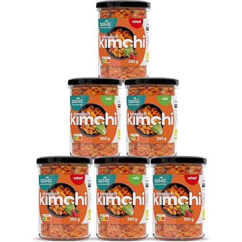 Beavia Kimchi Mix | 3x mild - 3x scharf (6x350g) | fermentierter Chinakohl | ein koreanisches Lebensmittel | vegan, ohne Konservierungsmittel und Zuckerzusatz, glutenfrei von Beavia