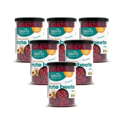 Beavia fermentierte Rote Beete mit Meerrettich (6x350g) | Superfood und Antioxidans zur Unterstützung der Immunität | vegan, ohne Konservierungsmittel, glutenfrei, nicht pasteurisiert von Beavia