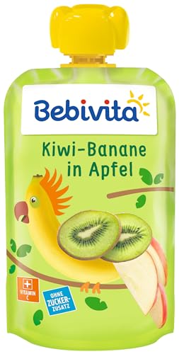 Bebivita Drück Mich Quetschbeutel, Drück Mich Kiwi-Banane in Apfel, 6er Pack (6 x 120 g) von Bebivita