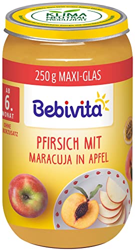 Bebivita Früchte Pfirsich mit Maracuja in Apfel, 6er Pack (6 x 250 g), Mittel von Bebivita