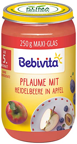 Bebivita Früchte Pflaume mit Heidelbeere in Apfel, 6er Pack (6 x 250 g) von Bebivita