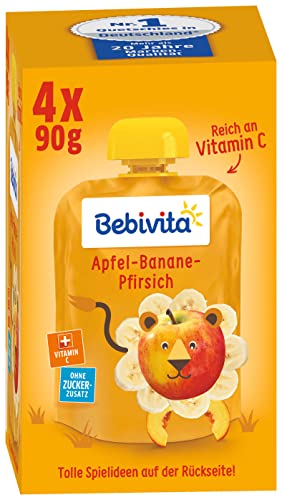 Bebivita Kinder-Spaß, Apfel-Banane-Pfirsich, 4er Pack ( 4 x 4 x 90 g ) von Bebivita