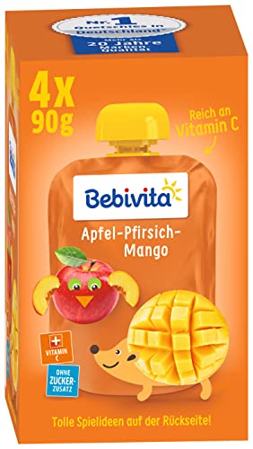 Bebivita Kinder-Spaß, Apfel-Pfirsich-Mango, 4er Pack ( 4 x 4 x 90 g ) von Bebivita