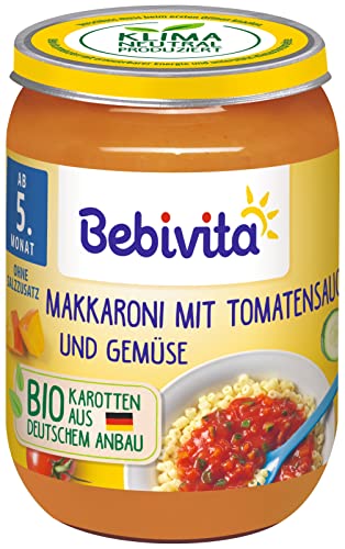 Bebivita Menüs ab 5. Monat Makkaroni mit Tomatensauce und Gemüse, 6er Pack (6 x 190g) von Bebivita