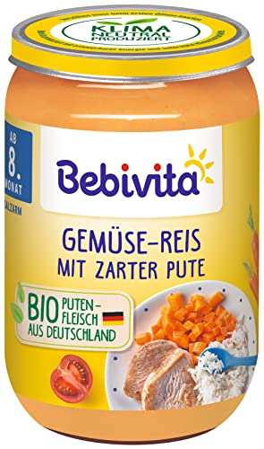 Bebivita Menüs ab 8. Monat Gemüse-Reis mit zarter Pute, 6er Pack (6 x 220g), Mittel von Bebivita