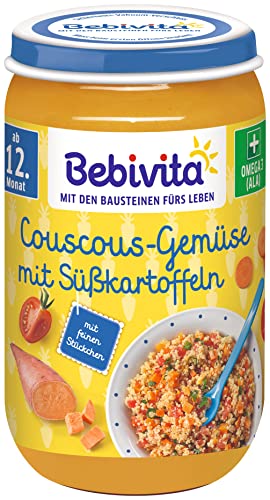 Bebivita Menüs ab dem 12. Monat Couscous-Gemüse mit Süßkartoffeln, 6er Pack (6 x 250g) von Bebivita