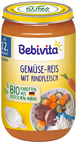 Bebivita Menüs ab dem 12. Monat Gemüse-Reis mit Rindfleisch, 6er Pack (6 x 250g) von Bebivita
