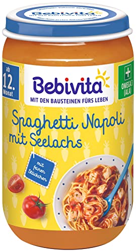 Bebivita Menüs ab dem 12. Monat Spaghetti Napoli mit Seelachs, 6er Pack (6 x 250g) von Bebivita