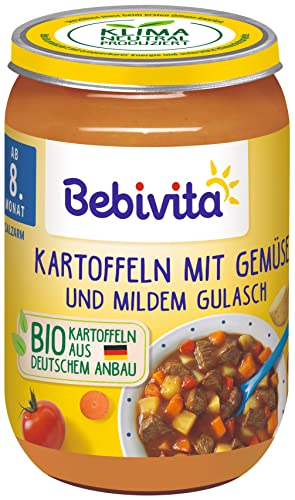 Bebivita Menüs ab dem 8. Monat - Kartoffeln mit Gemüse und mildem Gulasch, 6er Pack (6 x 220 g) von Bebivita