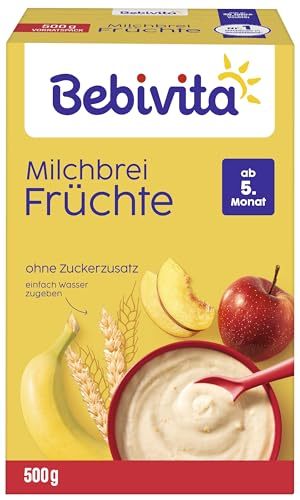 Bebivita Milchbrei Früchte (4x500g), ab 5. Monat, ohne Zuckerzusatz, gut sättigend von Bebivita